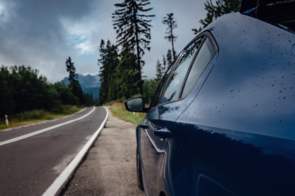 car for traveling on a mountain road